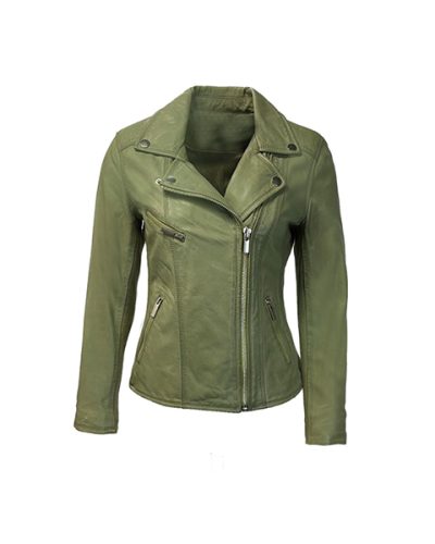 Echt leren groen korte jas - Catharina