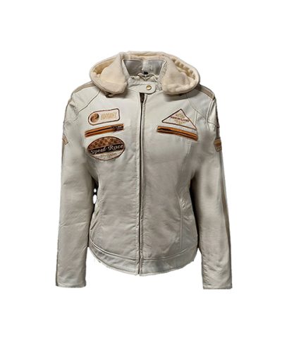 Dames echt leren wit korte jas - Niels