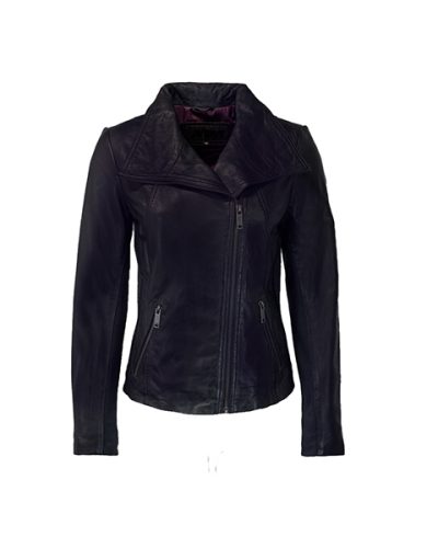 Echt leren echte marine korte jas - 1490