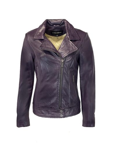 Dames echt leren paarse korte jas – Luisella - bestel bij BK Leder Dames echt leren paarse korte jas - Luisella