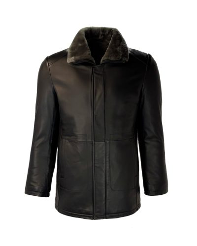Heren echt leren zwarte winter jas – Dan - bestel bij BK Leder Heren echt leren zwarte winter jas - Dan
