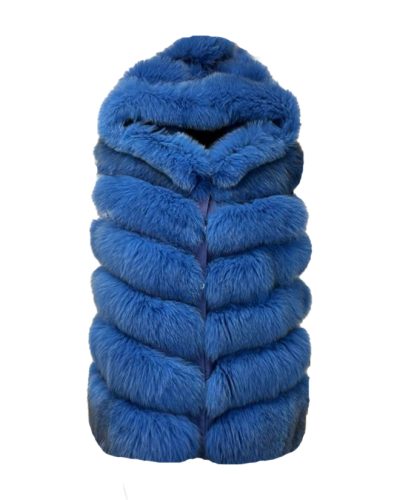 Dames blauwe echt korte bontvest- Samanta - bestel bij BK Leder Dames blauwe echt korte bontvest- Samanta