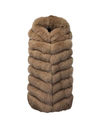 Dames taupe lange bontvest- Bonita - bestel bij BK Leder Dames taupe lange bontvest- Bonita