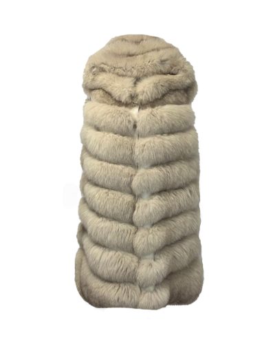 Dames beige lange bontvest- Bonita - bestel bij BK Leder Dames beige lange bontvest- Bonita