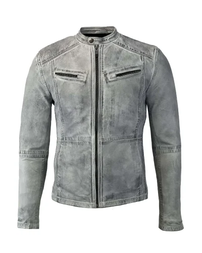 Echt Leren Witte Heren leren jas -Ralf - bestel bij BK Leder Echt Leren Witte Heren leren jas -Ralf