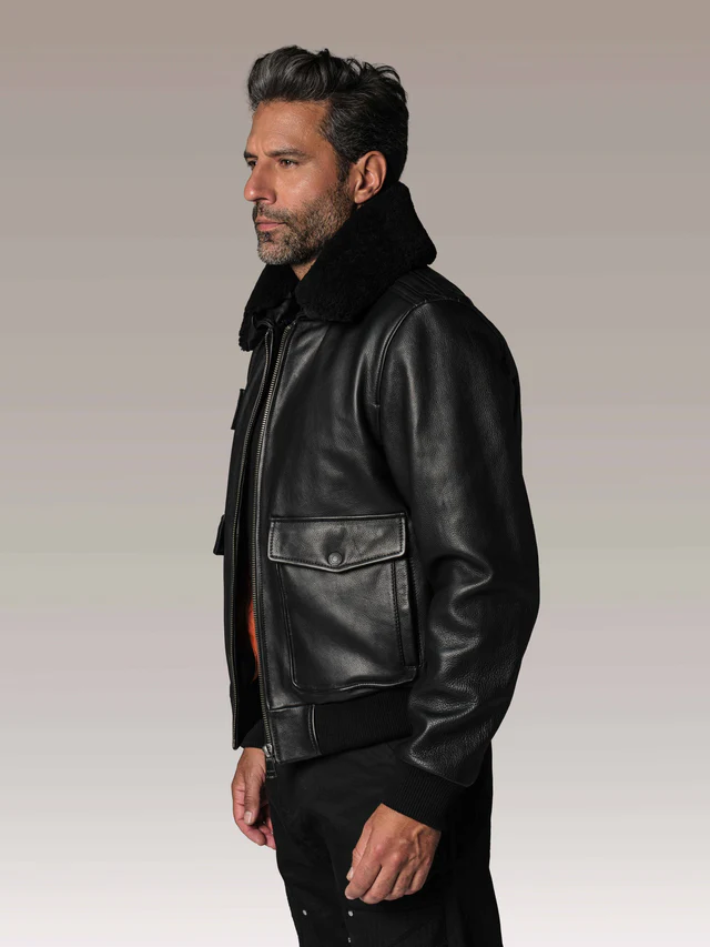 Redskins Zwart Leren Pilotenjack – Flight Airborne - bestel bij BK Leder Redskins Zwart Leren Pilotenjack - Flight Airborne - Afbeelding 2