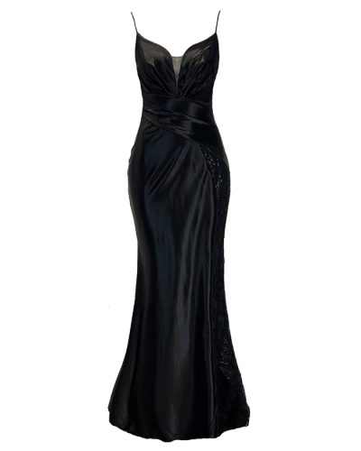 Dames zwart lange jurk- Layalin - bestel bij BK Leder Dames zwart lange jurk- Layalin