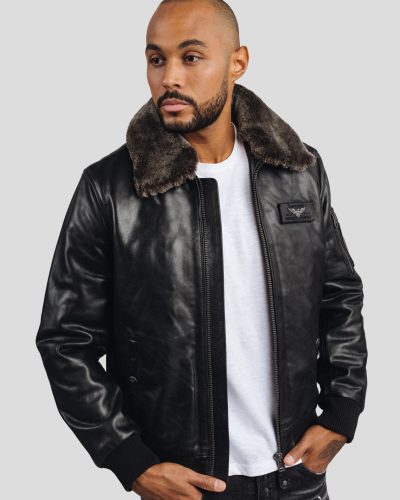 Zwart Leren Heren Pilotenjack – TEXACO FENDER - bestel bij BK Leder Zwart Leren Heren Pilotenjack - TEXACO FENDER